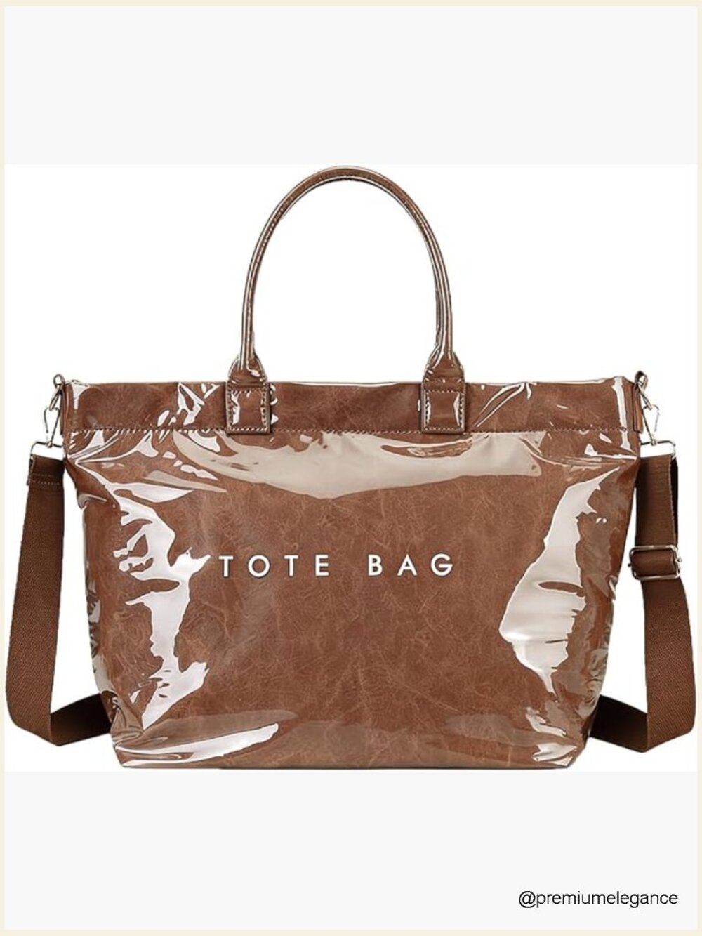 Large PVC Tote Bag Letter Print Hobo Handbag Shoulder Strap Work Travel